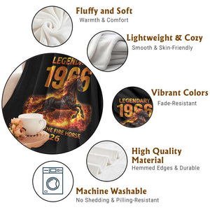 Legendary 1966 Year of the Fire Horse Throw Blanket Fiery 2026 Zodiac Birthday Gift TS02 Print Your Wear