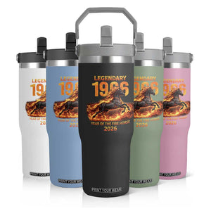 Legendary 1966 Year of the Fire Horse Flip Straw Tumbler Fiery 2026 Zodiac Birthday Gift TS02 Print Your Wear