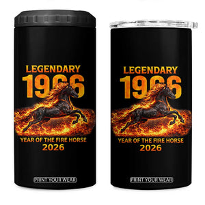 Legendary 1966 Year of the Fire Horse 4 in 1 Can Cooler Tumbler Fiery 2026 Zodiac Birthday Gift TS02 One Size: 16 oz Black Print Your Wear