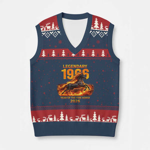 Legendary 1966 Year of the Fire Horse V-Neck Knit Sweater Vest Fiery 2026 Zodiac Birthday Gift TS02 Navy Red Print Your Wear