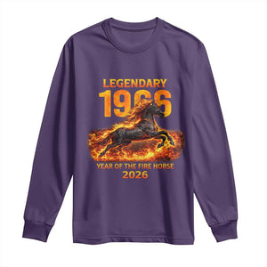 Legendary 1966 Year of the Fire Horse Long Sleeve Shirt Fiery 2026 Zodiac Birthday Gift TS02 Purple Print Your Wear