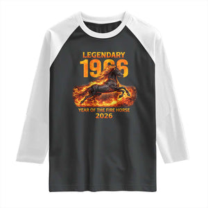 Legendary 1966 Year of the Fire Horse Raglan Shirt Fiery 2026 Zodiac Birthday Gift TS02 Black White Print Your Wear
