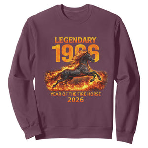 Legendary 1966 Year of the Fire Horse Sweatshirt Fiery 2026 Zodiac Birthday Gift TS02 Maroon Print Your Wear