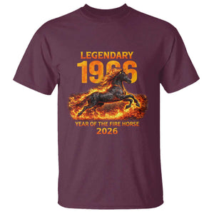 Legendary 1966 Year of the Fire Horse T Shirt Fiery 2026 Zodiac Birthday Gift TS02 Maroon Print Your Wear