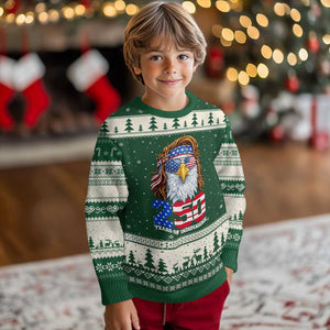 250 Years of Independece Patriotic Eagle Ugly Christmas Sweater 1776 2026 USA Flag 4th of July Semiquincentennial TS02 Forest Green Beige Print Your Wear
