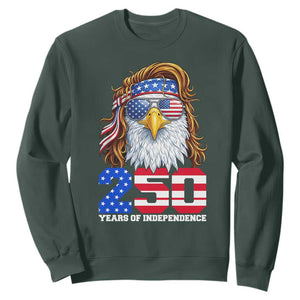 250 Years of Independece Patriotic Eagle Sweatshirt 1776 2026 USA Flag 4th of July Semiquincentennial TS02 Dark Forest Green Print Your Wear