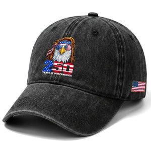 250 Years of Independece Patriotic Eagle Washed Cotton Baseball Cap 1776 2026 USA Flag 4th of July Semiquincentennial TS02 Print Your Wear