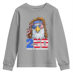 250 Years of Independece Patriotic Eagle Youth Sweatshirt 1776 2026 USA Flag 4th of July Semiquincentennial TS02 Sport Gray Print Your Wear
