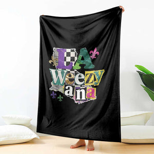 Colorful La-Weezi-ana Mardi Gras Louisiana Pride Throw Blanket Funky Carnival Vibes TS02 Print Your Wear