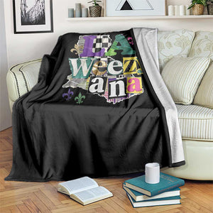 Colorful La-Weezi-ana Mardi Gras Louisiana Pride Throw Blanket Funky Carnival Vibes TS02 Print Your Wear
