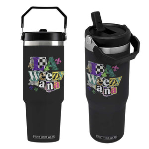 Colorful La-Weezi-ana Mardi Gras Louisiana Pride Flip Straw Tumbler Funky Carnival Vibes TS02 One Size: 30 oz Black Print Your Wear