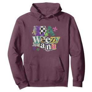 Colorful La-Weezi-ana Mardi Gras Louisiana Pride Hoodie Funky Carnival Vibes TS02 Maroon Print Your Wear
