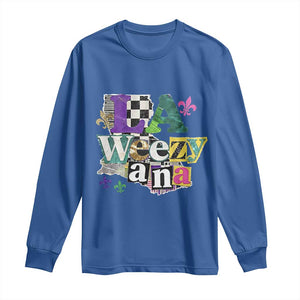 Colorful La-Weezi-ana Mardi Gras Louisiana Pride Long Sleeve Shirt Funky Carnival Vibes TS02 Royal Blue Print Your Wear