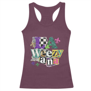 Colorful La-Weezi-ana Mardi Gras Louisiana Pride Racerback Tank Top Funky Carnival Vibes TS02 Maroon Print Your Wear
