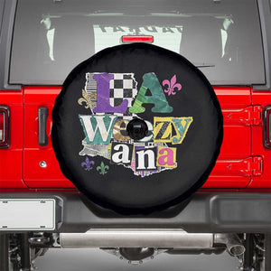 Colorful La-Weezi-ana Mardi Gras Louisiana Pride Spare Tire Cover Funky Carnival Vibes TS02 Black Print Your Wear