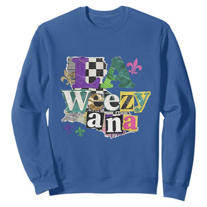 Colorful La-Weezi-ana Mardi Gras Louisiana Pride Sweatshirt Funky Carnival Vibes TS02 Royal Blue Print Your Wear