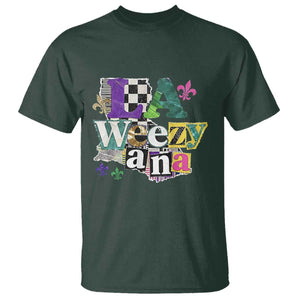 Colorful La-Weezi-ana Mardi Gras Louisiana Pride T Shirt Funky Carnival Vibes TS02 Dark Forest Green Print Your Wear