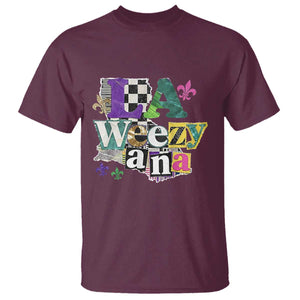 Colorful La-Weezi-ana Mardi Gras Louisiana Pride T Shirt Funky Carnival Vibes TS02 Maroon Print Your Wear