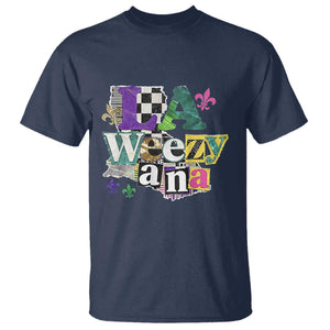 Colorful La-Weezi-ana Mardi Gras Louisiana Pride T Shirt Funky Carnival Vibes TS02 Navy Print Your Wear