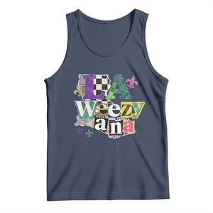 Colorful La-Weezi-ana Mardi Gras Louisiana Pride Tank Top Funky Carnival Vibes TS02 Navy Print Your Wear