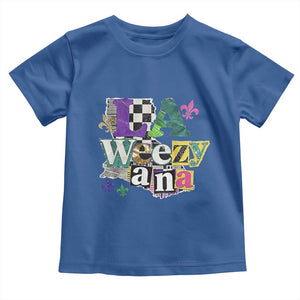 Colorful La-Weezi-ana Mardi Gras Louisiana Pride Toddler T Shirt Funky Carnival Vibes TS02 Royal Blue Print Your Wear