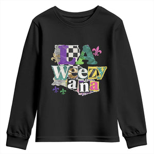 Colorful La-Weezi-ana Mardi Gras Louisiana Pride Youth Sweatshirt Funky Carnival Vibes TS02 Black Print Your Wear