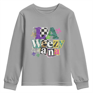 Colorful La-Weezi-ana Mardi Gras Louisiana Pride Youth Sweatshirt Funky Carnival Vibes TS02 Sport Gray Print Your Wear