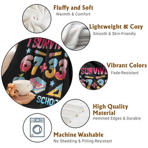 I Survived 67 Plus 33 100 Days of School Throw Blanket Six Seven Meme Colorful Math Humor TS02 Print Your Wear