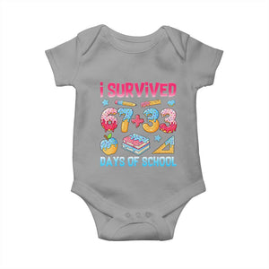 I Survived 67 Plus 33 100 Days of School Baby Onesie Six Seven Meme Colorful Math Humor TS02 Sport Gray Print Your Wear