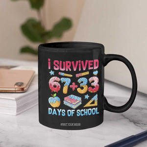 I Survived 67 Plus 33 100 Days of School Coffee Mug Six Seven Meme Colorful Math Humor TS02 Print Your Wear
