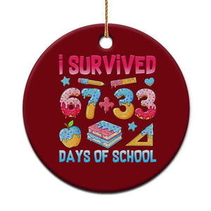 I Survived 67 Plus 33 100 Days of School Ceramic Ornament Six Seven Meme Colorful Math Humor TS02 1pc Red Print Your Wear