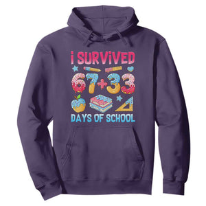 I Survived 67 Plus 33 100 Days of School Hoodie Six Seven Meme Colorful Math Humor TS02 Purple Print Your Wear