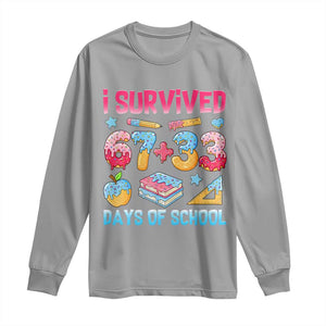 I Survived 67 Plus 33 100 Days of School Long Sleeve Shirt Six Seven Meme Colorful Math Humor TS02 Sport Gray Print Your Wear