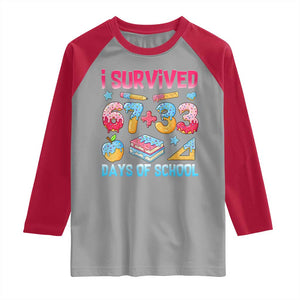 I Survived 67 Plus 33 100 Days of School Raglan Shirt Six Seven Meme Colorful Math Humor TS02 Sport Gray Red Print Your Wear