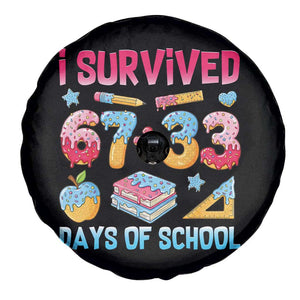I Survived 67 Plus 33 100 Days of School Spare Tire Cover Six Seven Meme Colorful Math Humor TS02 Print Your Wear