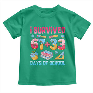 I Survived 67 Plus 33 100 Days of School Toddler T Shirt Six Seven Meme Colorful Math Humor TS02 Irish Green Print Your Wear