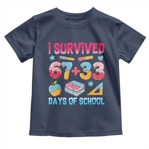 I Survived 67 Plus 33 100 Days of School Toddler T Shirt Six Seven Meme Colorful Math Humor TS02 Navy Print Your Wear