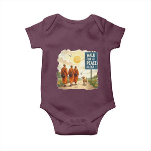 Walk For Peace Aloka the Dog and Monks Baby Onesie TS02 Maroon Print Your Wear