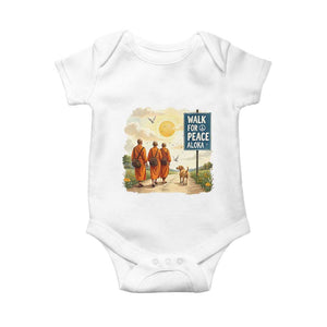 Walk For Peace Aloka the Dog and Monks Baby Onesie TS02 White Print Your Wear