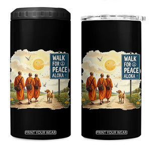 Walk For Peace Aloka the Dog and Monks 4 in 1 Can Cooler Tumbler TS02 One Size: 16 oz Black Print Your Wear