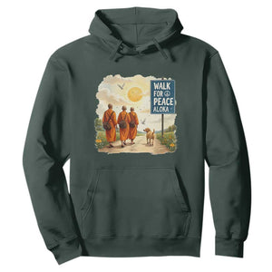 Walk For Peace Aloka the Dog and Monks Hoodie TS02 Dark Forest Green Print Your Wear