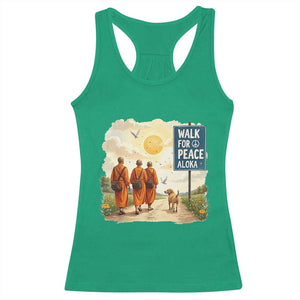 Walk For Peace Aloka the Dog and Monks Racerback Tank Top TS02 Irish Green Print Your Wear