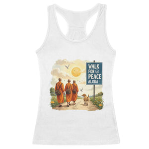 Walk For Peace Aloka the Dog and Monks Racerback Tank Top TS02 White Print Your Wear