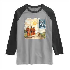Walk For Peace Aloka the Dog and Monks Raglan Shirt TS02 Sport Gray Black Print Your Wear