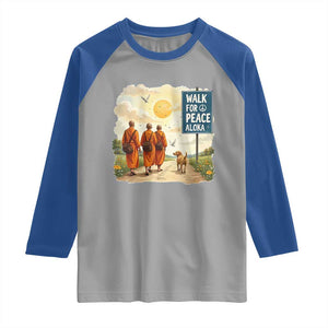 Walk For Peace Aloka the Dog and Monks Raglan Shirt TS02 Sport Gray Royal Print Your Wear