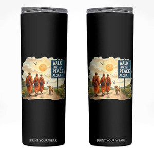 Walk For Peace Aloka the Dog and Monks Skinny Tumbler TS02 Black Print Your Wear