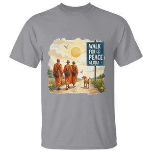 Walk For Peace Aloka the Dog and Monks T Shirt - Mindfulness Spiritual Peace Graphic Tee TS02 Sport Gray Print Your Wear