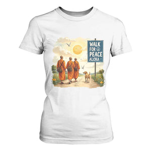 Walk For Peace Aloka the Dog and Monks T Shirt For Women TS02 White Print Your Wear