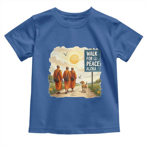 Walk For Peace Aloka the Dog and Monks Toddler T Shirt TS02 Royal Blue Print Your Wear