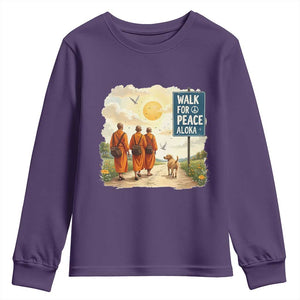 Walk For Peace Aloka the Dog and Monks Youth Sweatshirt TS02 Purple Print Your Wear